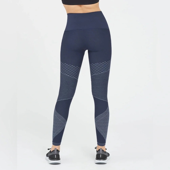Spanx Look At Me Now Seamless Moto Leggings In Indigo Sky Size Small - Picture 2 of 10